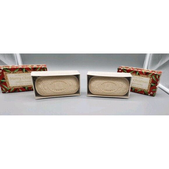 Cinnamon Scented Soap La Saponeria Firenze Merry Christmas Set of 2 Italy Made - Picture 4 of 9